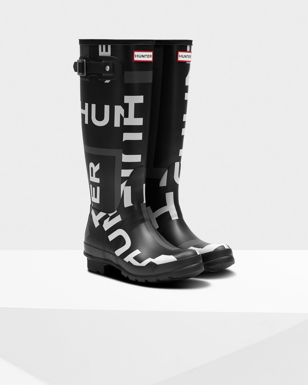 Womens Hunter Original Exploded Logo - Tall Rain Boots Black - 7543-OZTLB